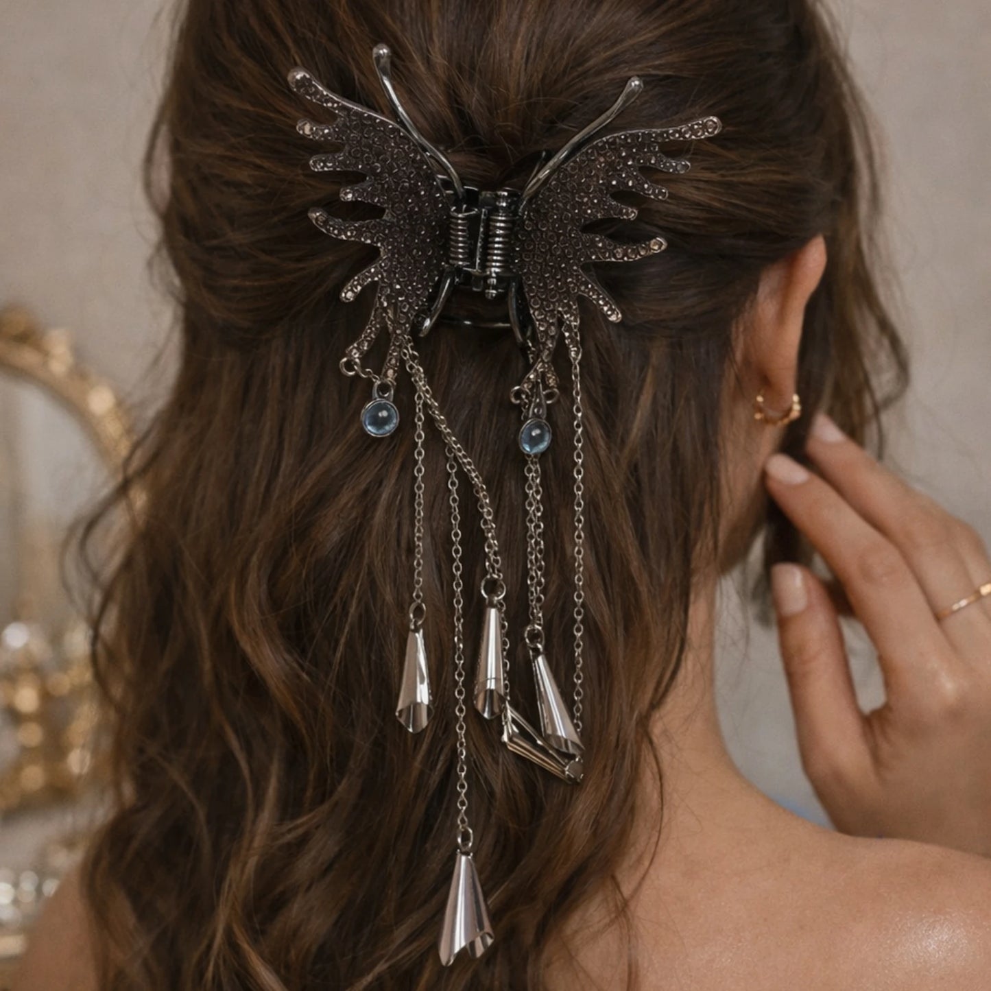 Obsidian Butterfly Clip