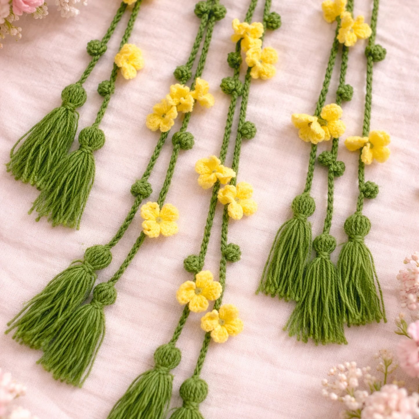 Yellow Tiny Bloom Crochet Hair Tie