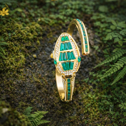 Serpent Emerald & Diamond Luxury Timepiece | Viral Serpentine Watch