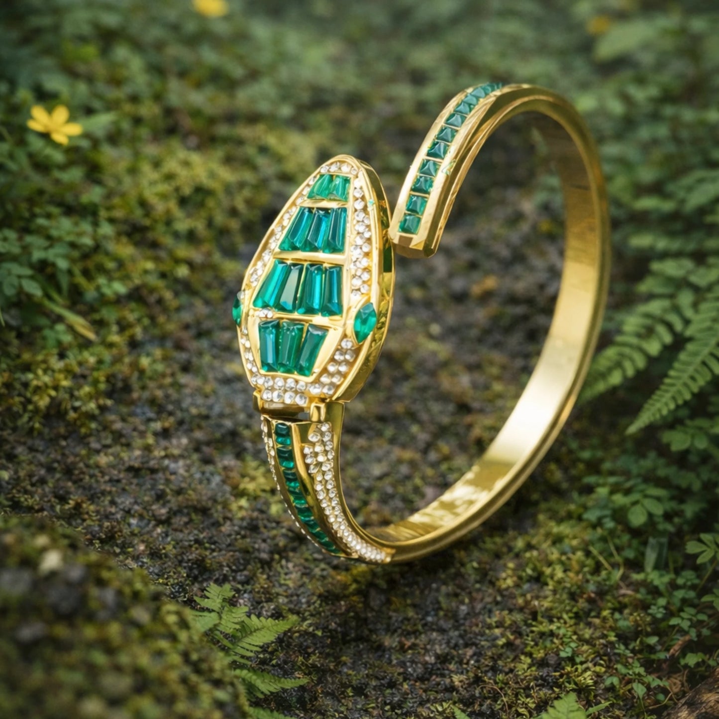 Serpent Emerald & Diamond Luxury Timepiece | Viral Serpentine Watch