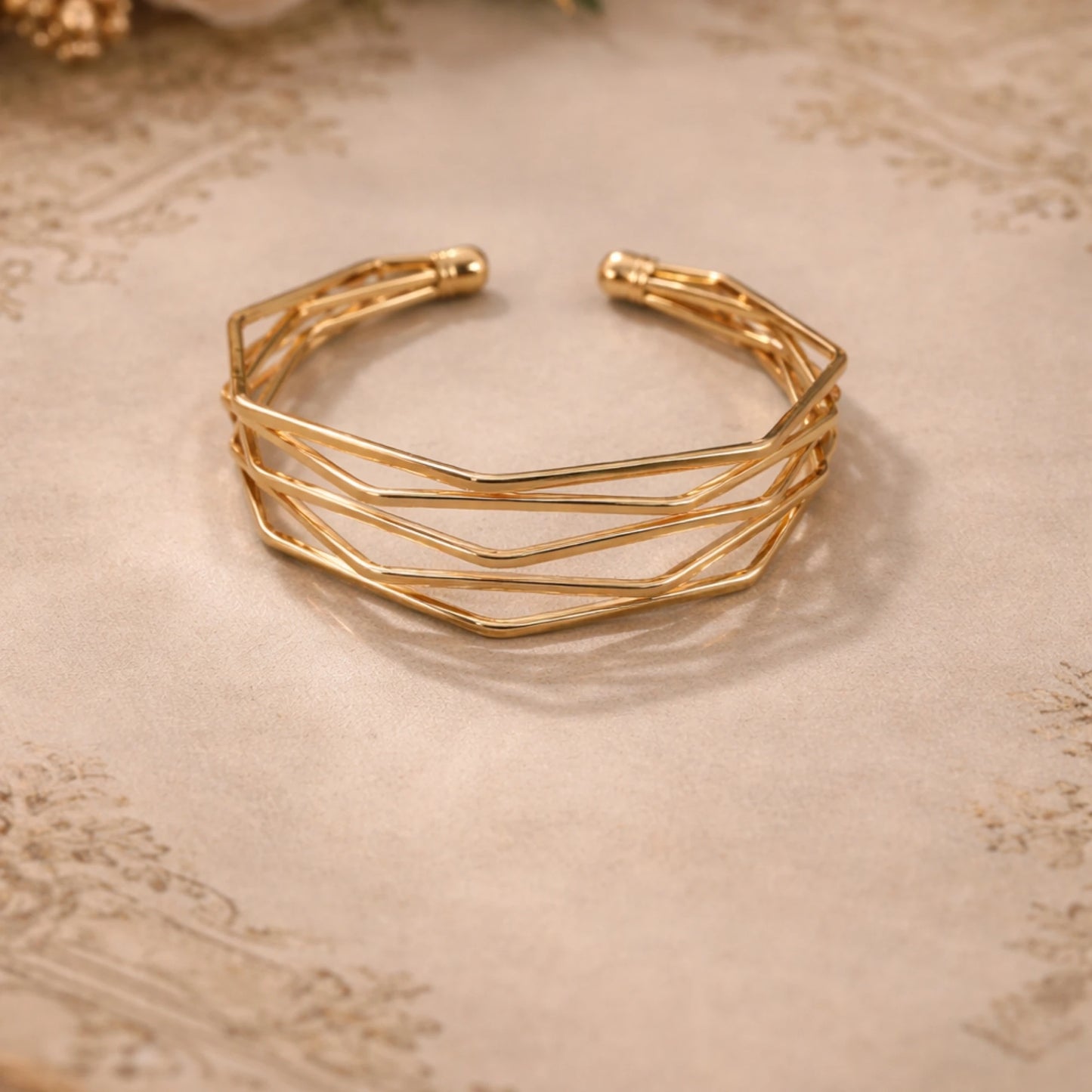 Cross Cut Mess Style Golden Bracelet