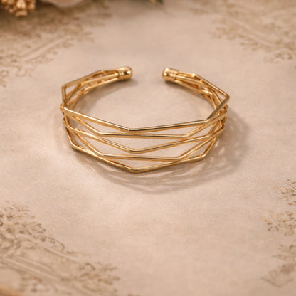 Cross Cut Mess Style Golden Bracelet