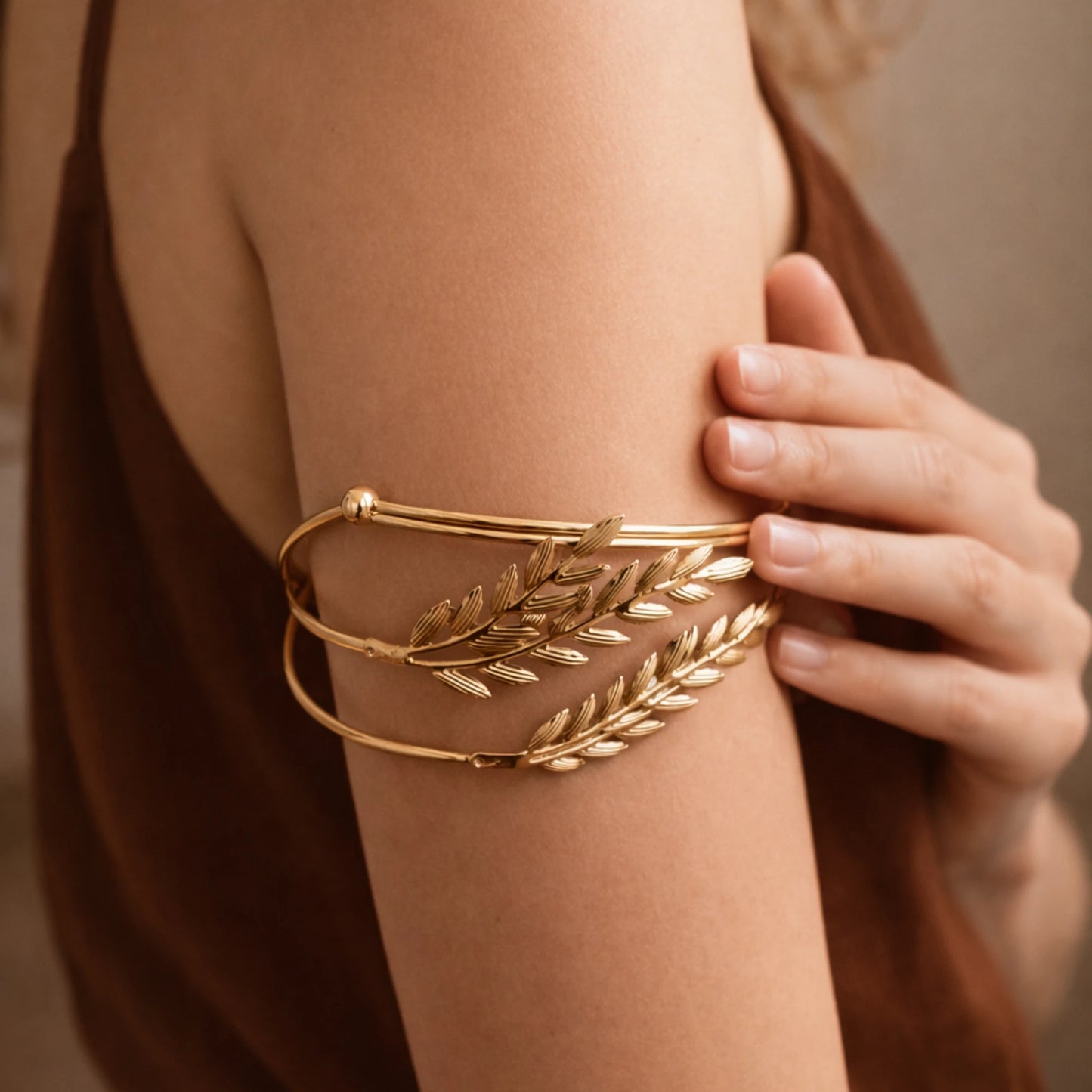 Golden Frond Arm Cuff
