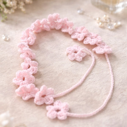 PinkFloral Crochet Hair Tie