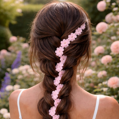 PinkFloral Crochet Hair Tie