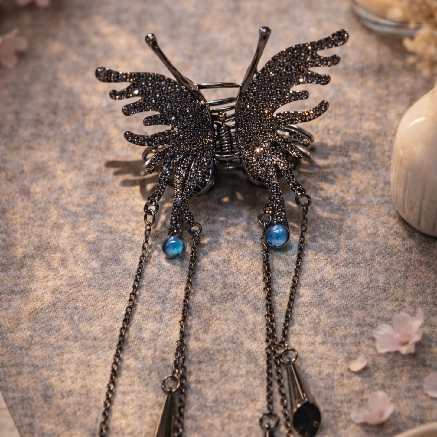 Obsidian Butterfly Clip