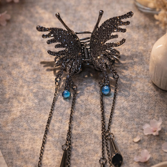 Obsidian Butterfly Clip