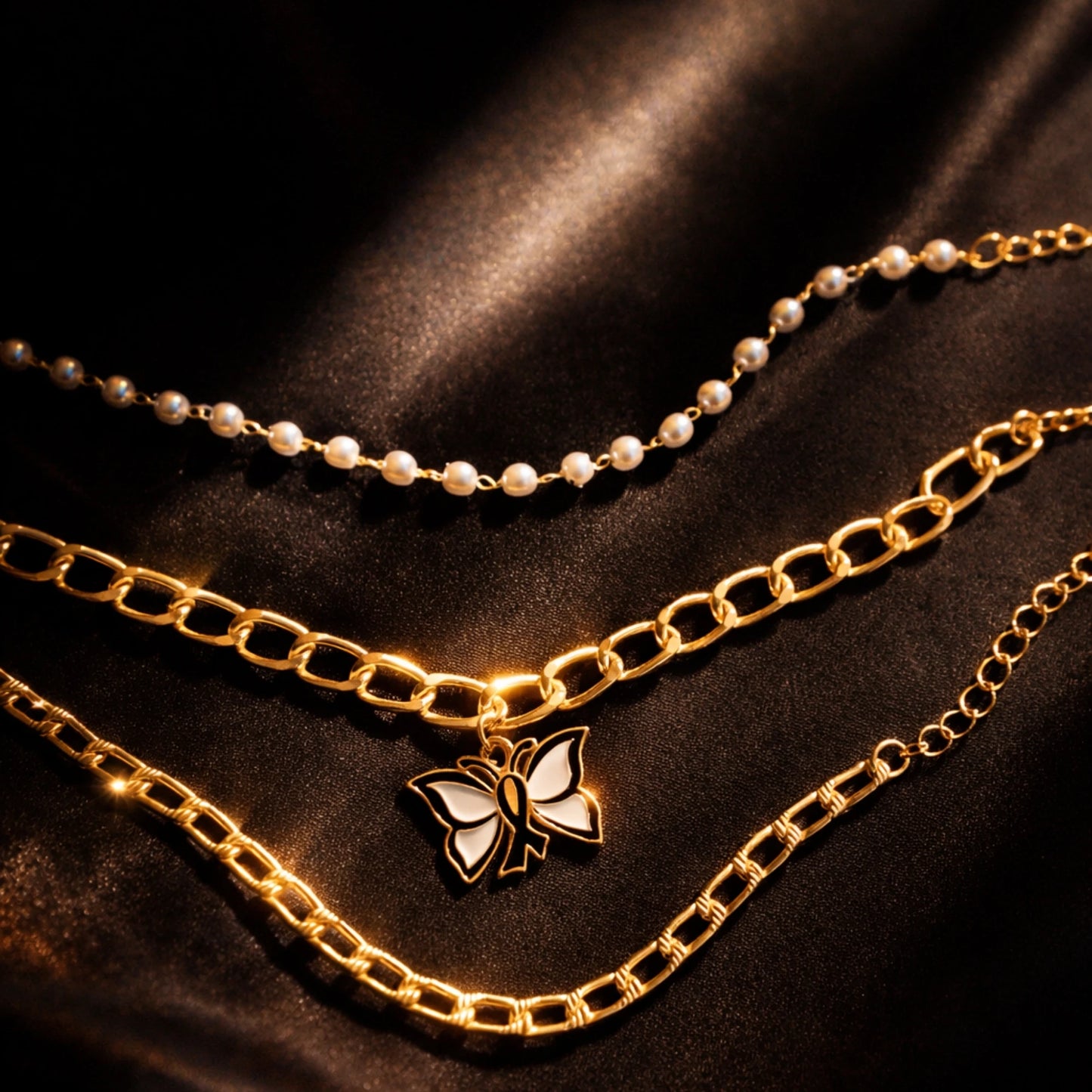 Noir Butterfly Stack Bracelet
