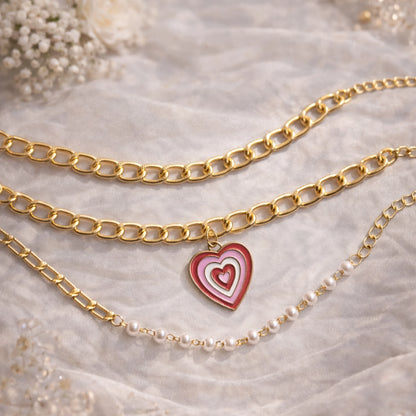 Rosy Ripple Three- Layered Bracelet Set